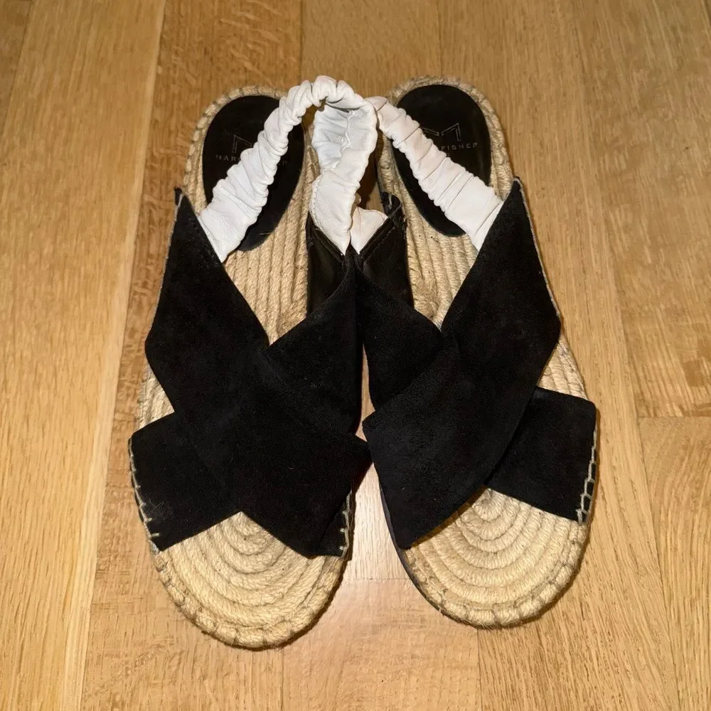 Marc Fisher Black and White Espadrille Sandals